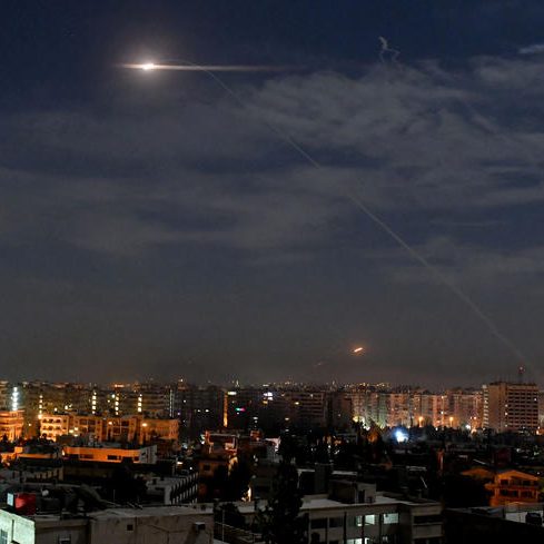 Missile fire is seen over Damascus, Syria January 21, 2019. SANA/Handout via REUTERS 