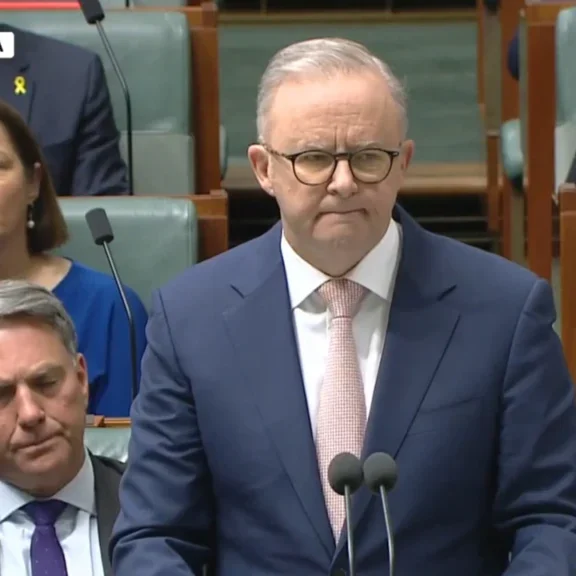 PM Anthony Albanese introduced a lengthy motion in response to the anniversary of October 7 (Screenshot)