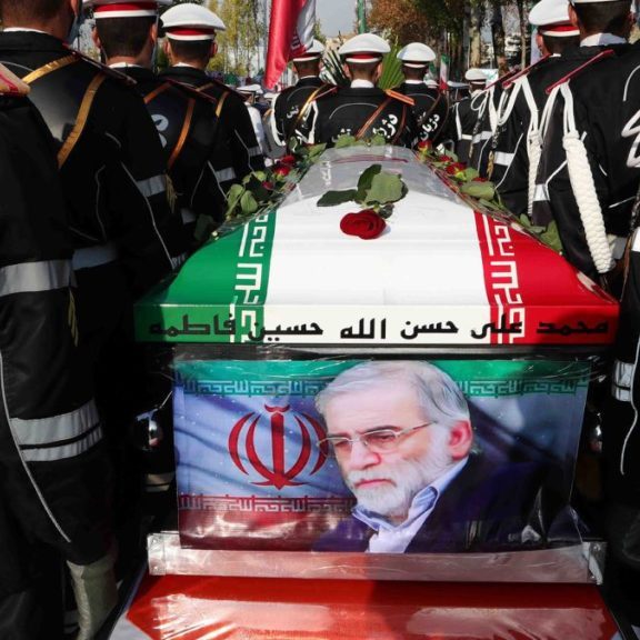 The funeral of Iranian nuclear scientist Mohsen Fakhrizadeh in Teheran (Anadolu Agency via Getty Images)