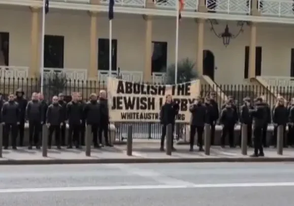 Neo-Nazis outside NSW Parliament (Screenshot/ X)
