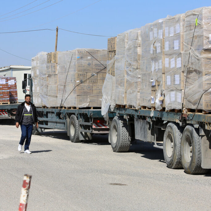 Aid trucks heading into Gaza (Image: Shutterstock)