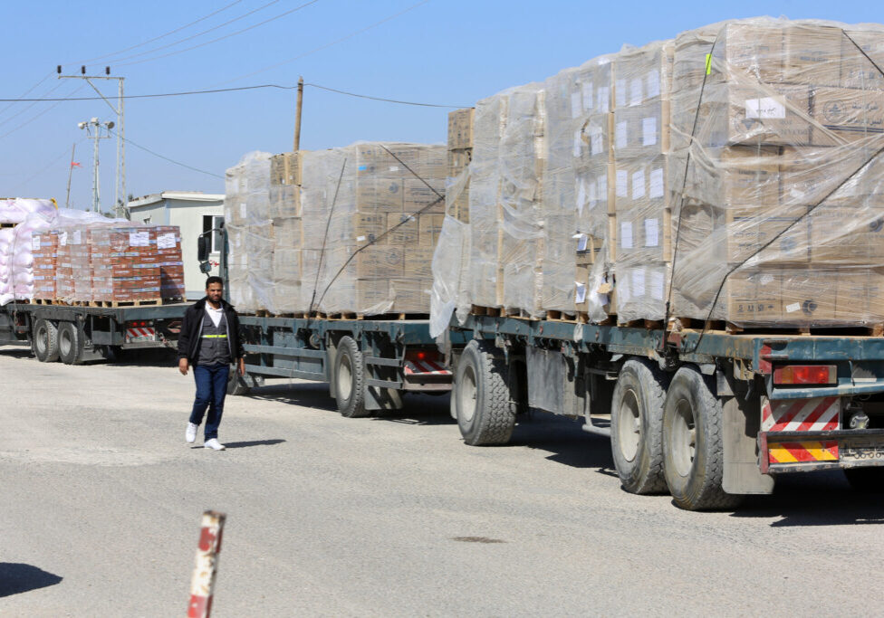 Aid trucks heading into Gaza (Image: Shutterstock)