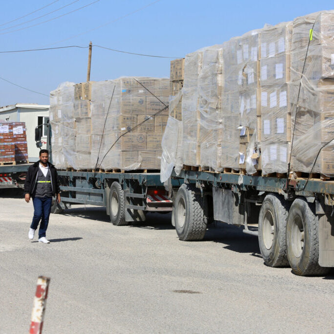 Aid trucks heading into Gaza (Image: Shutterstock)