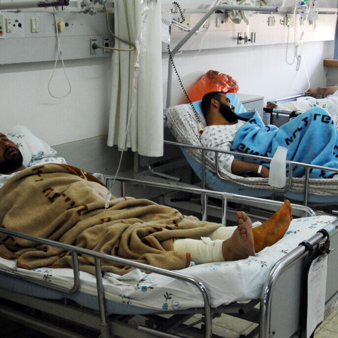 Palestinian men rest in Israel's Barzilai Hospital (Image: Shutterstock)