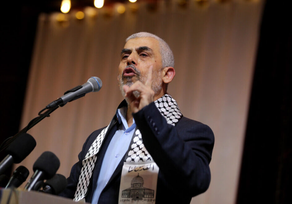 Hamas leader Yahya Sinwar speaks in Gaza city (Image: Abed Rahim Khatib/ Shutterstock)