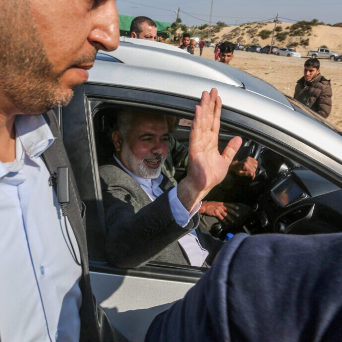 Former head of Hamas' Political Bureau Ismail Haniyeh in Rafah, in the southern Gaza Strip, in 2019 (Image: Abed Rahim Khatib/ Shutterstock)