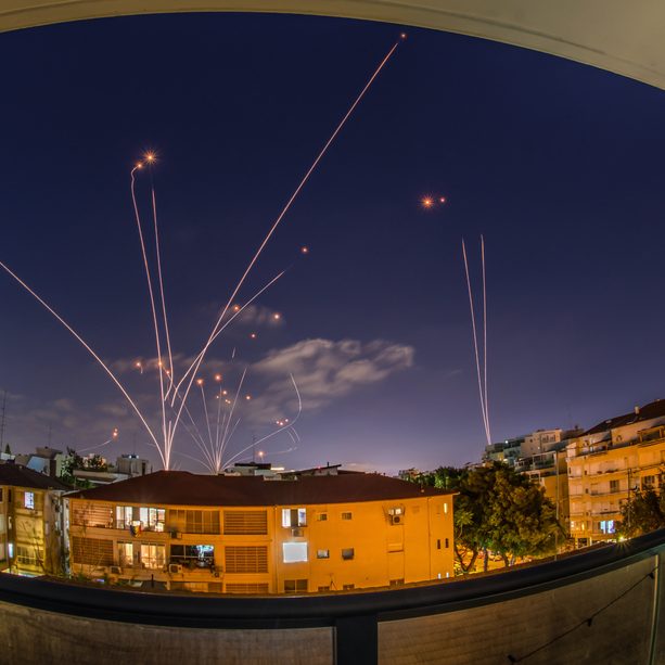 Israel's Iron Dome missile defence system intercepts rockets from Gaza (source: Shutterstock/Oren Ravid)