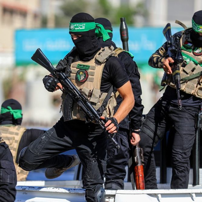 Masked members of the al-Qassam Brigades, the military wing of Hamas (Image: Shutterstock)