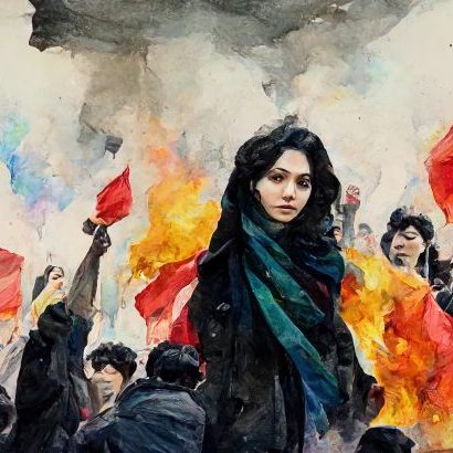 Iranian,Woman,Standing,In,Middle,Of,Iranian,Protests,For,Equal