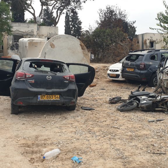 Scenes of devastation post-October 7 at Kibbutz Kfar Aza (Image: Shutterstock)