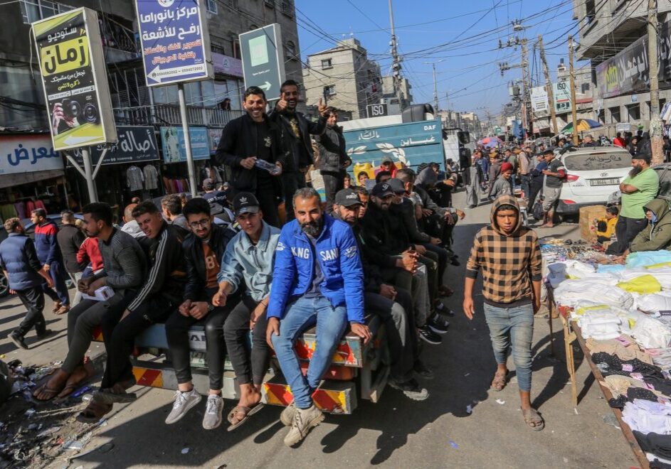 Palestinians,Crowd,At,A,Local,Street,Market,In,Rafah.,Unrwa Palestinians crowd at a local street market in Rafah (Image: Anas Mohammed/ Shutterstock)