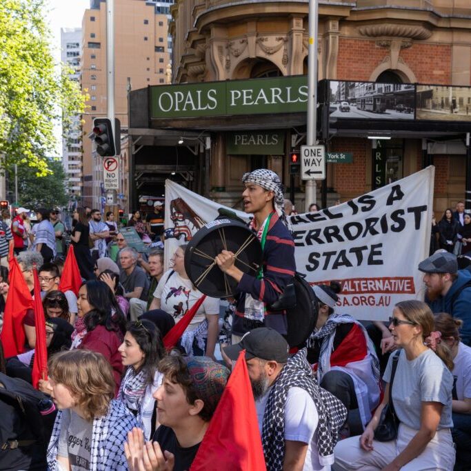 Protest on the streets of Sydney, 2024 (Image: Elias Bitar/ Shutterstock)