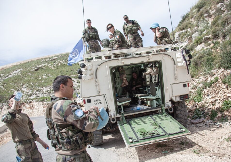 French UNIFIL troops on patrol in southern Lebanon in April 2015 (image: Sebastian Castelier/ Shutterstock)