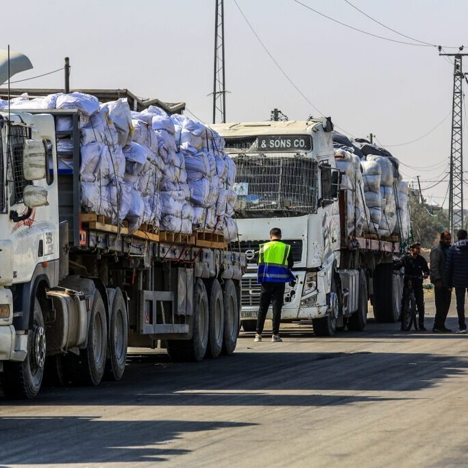 Aid trucks returning to Gaza (Image: Shutterstock)