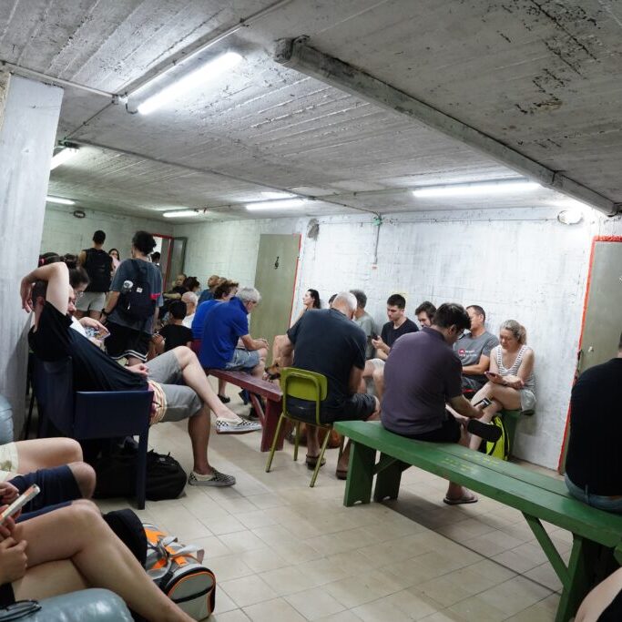 An older Israeli public bomb shelter. In newer housing, Israelis now have a fortified room inside their home (Image: Vladi Konov/ Shutterstock)