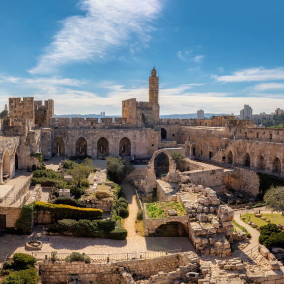 Panorama of the so-called 'Tower of David' in the Old City of Jerusalem with view of the new Jerusalem in the distance (Image: Shutterstock)